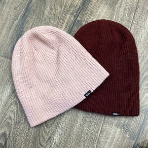 Vans Beanie Set - Pink and Burgundy